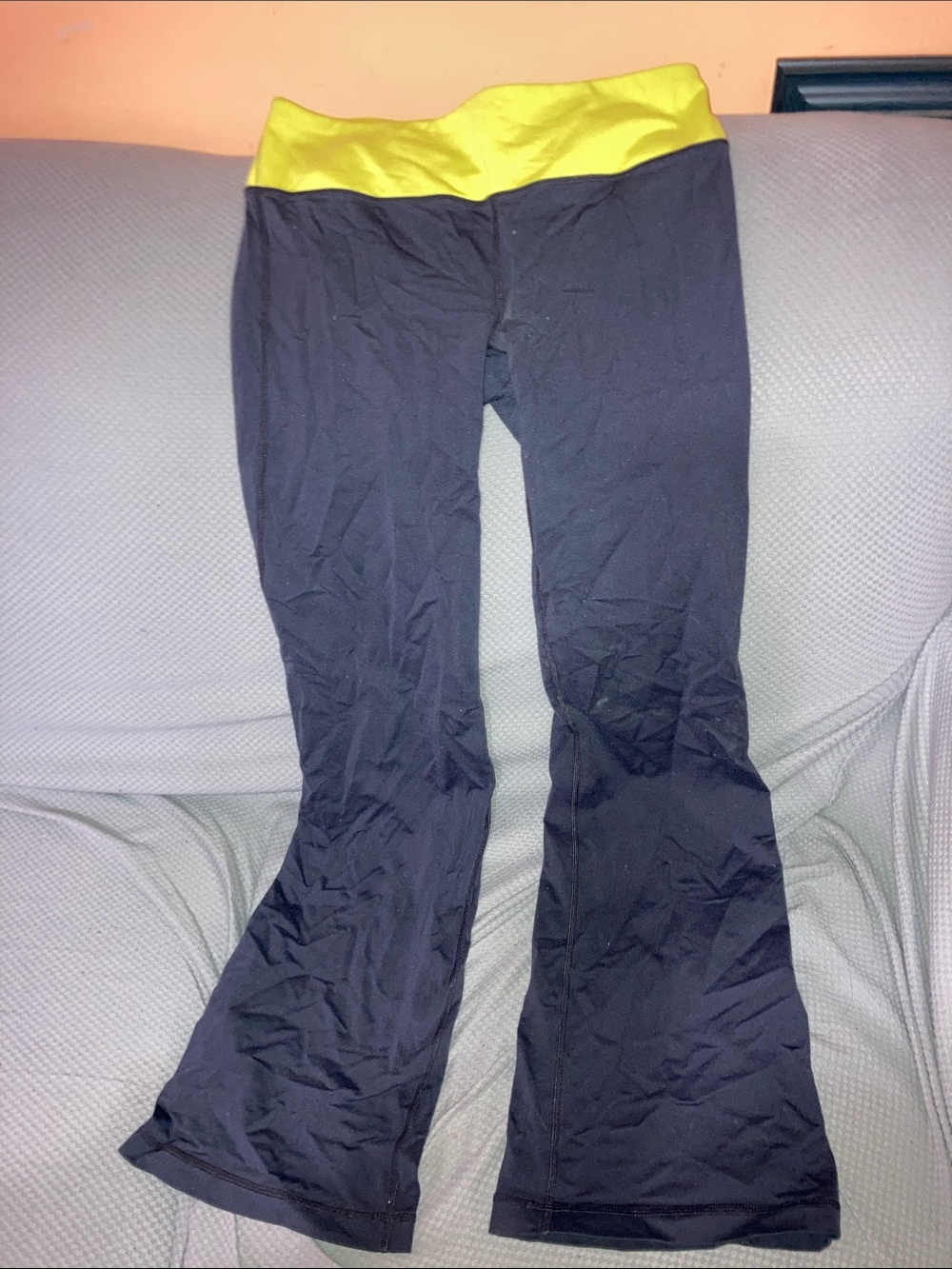 GAP Black Leggings with Yellow Waistband
